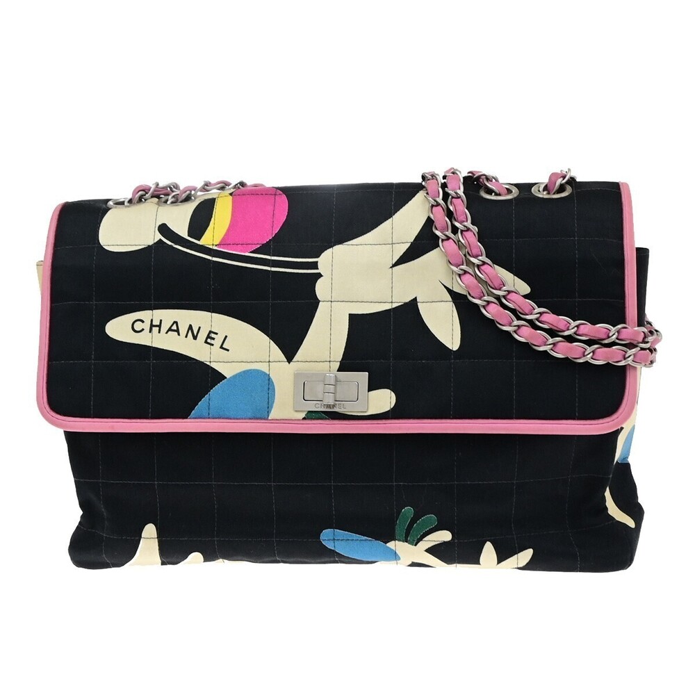 Chanel Vintage Chocolate Bar Mademoiselle Multipocket Flap Quilted Printed Canva